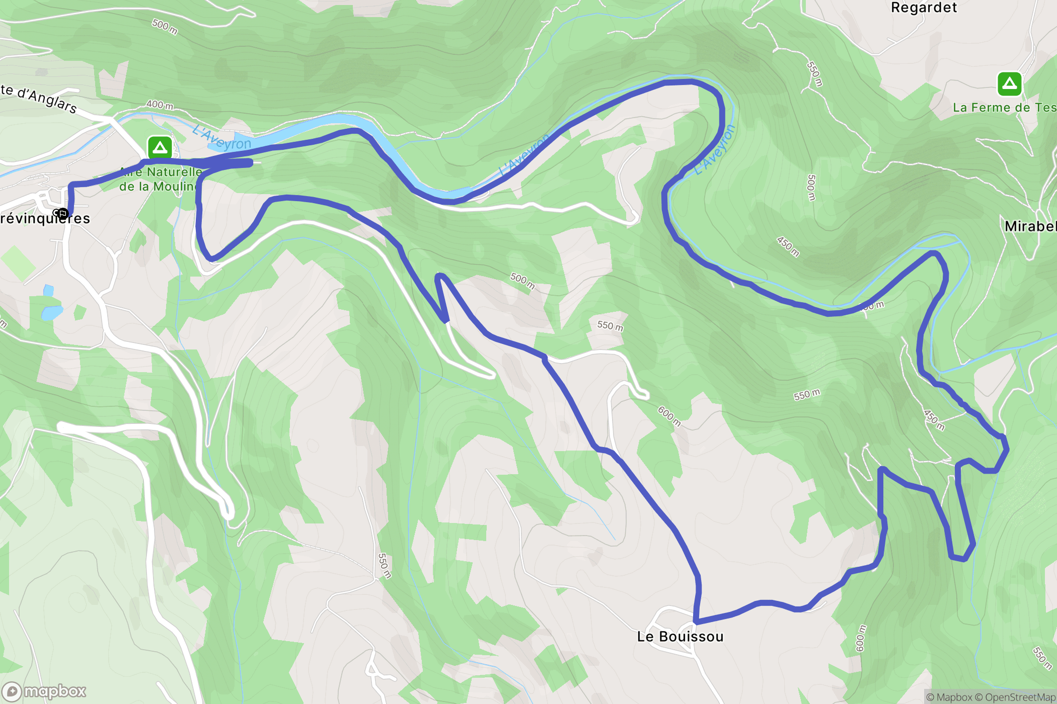 Prévinquières : carte du parcours de randonnée - France