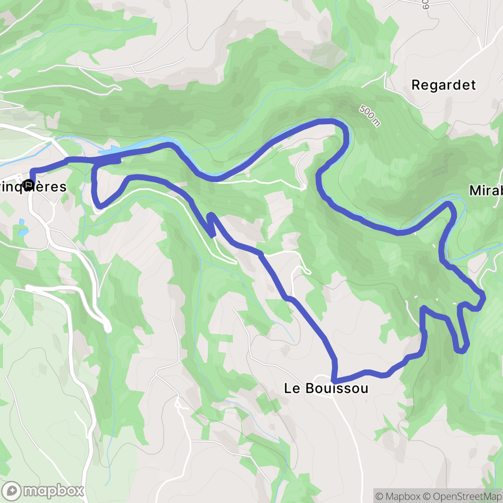 Prévinquières : carte du parcours de randonnée - France