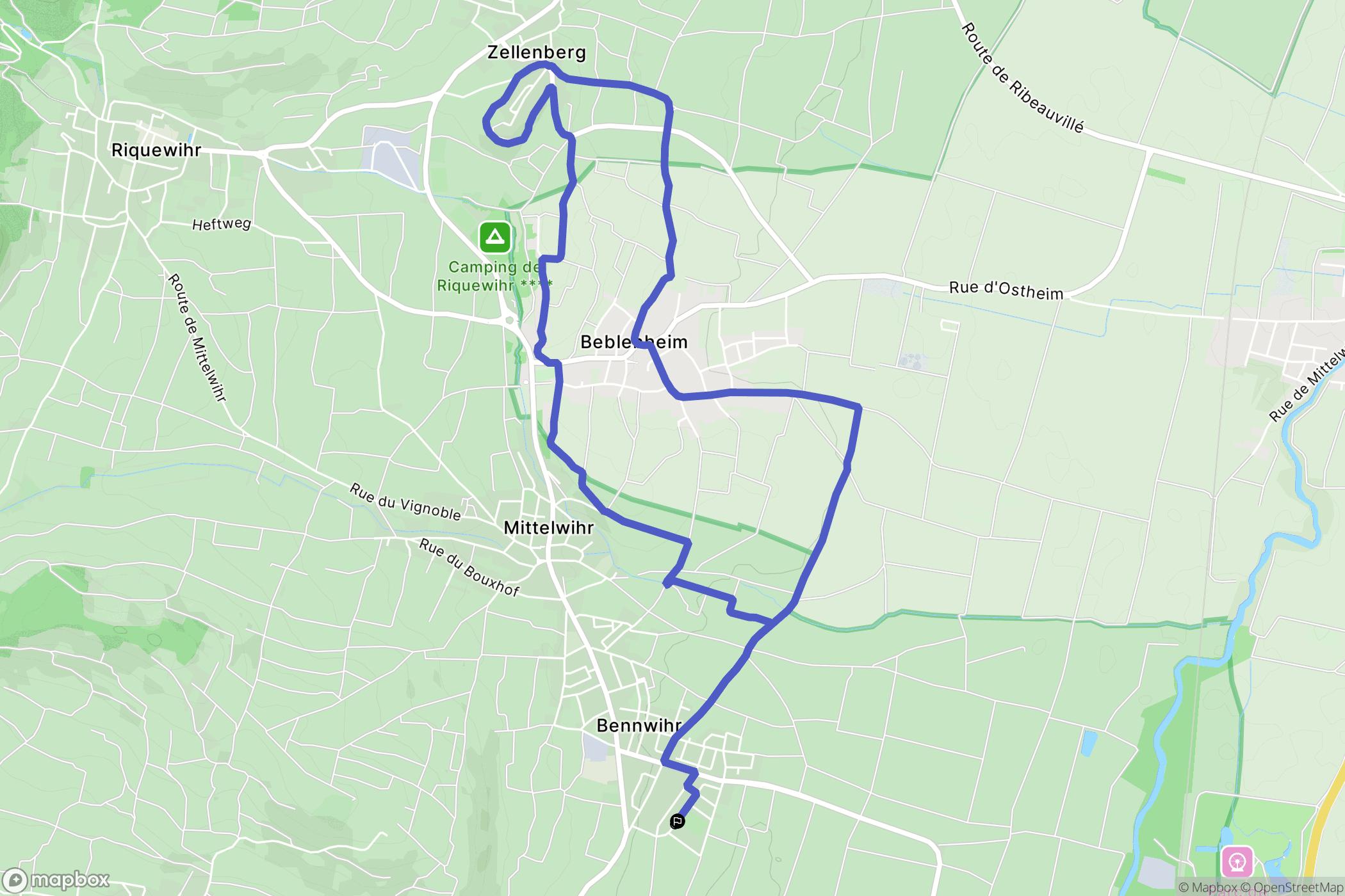Bennwihr : carte du parcours de randonnée - France