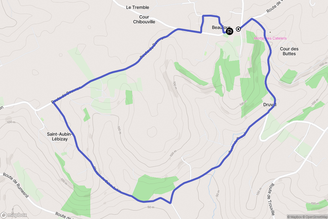 Beaufour-Druval : carte du parcours de randonnée - France