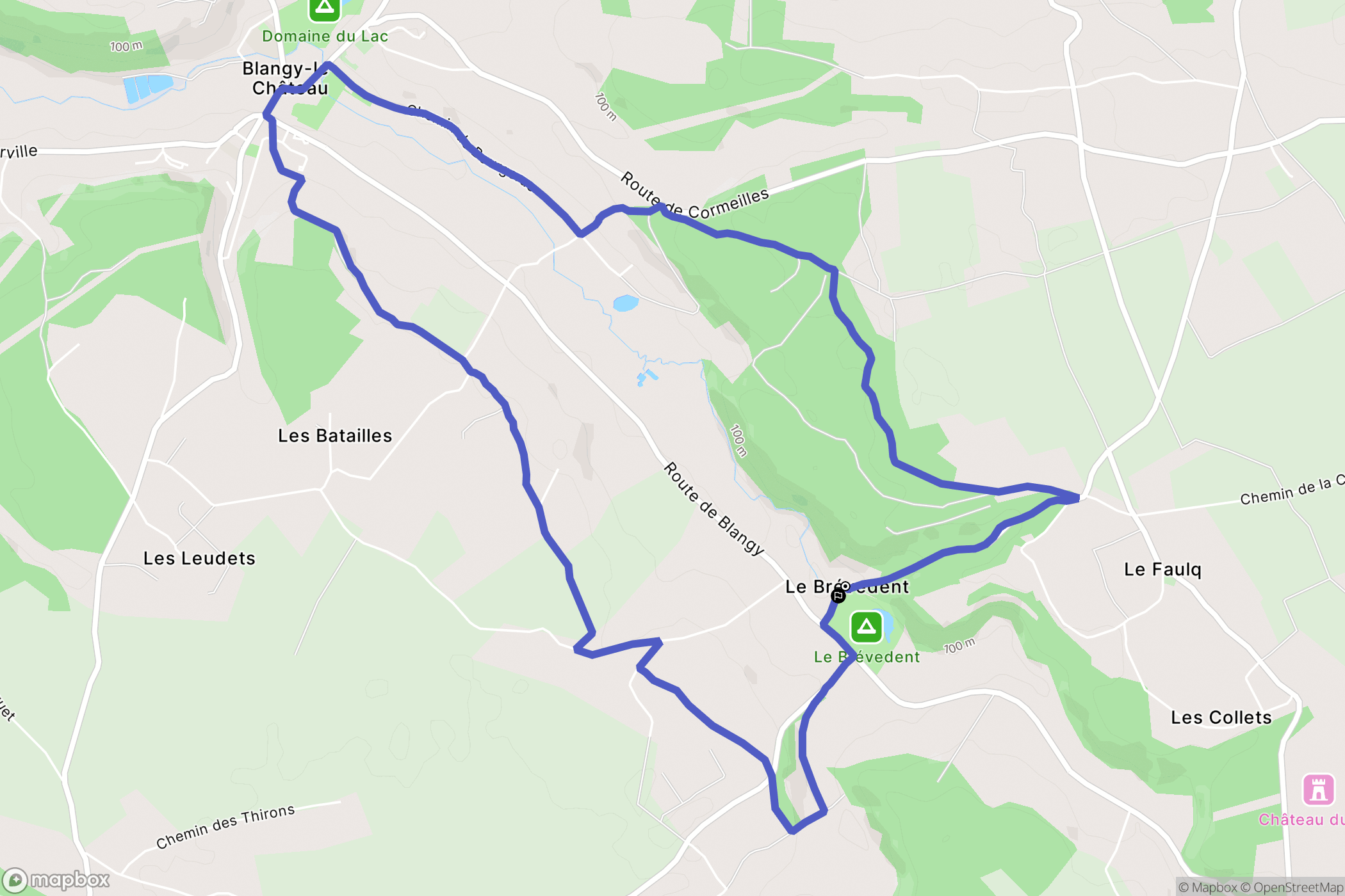 Le Brévedent : carte du parcours de randonnée - France