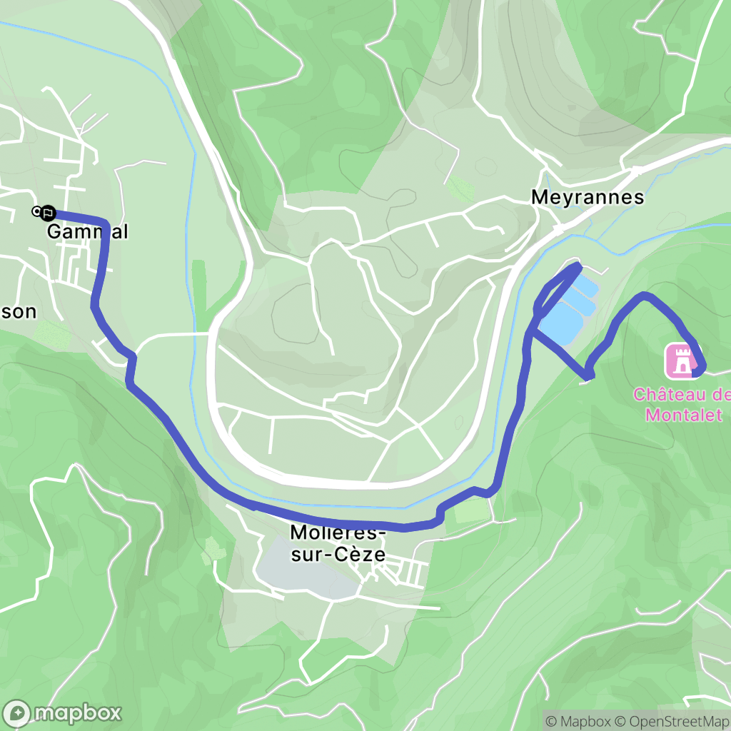Molières-sur-Cèze : carte du parcours de randonnée - France