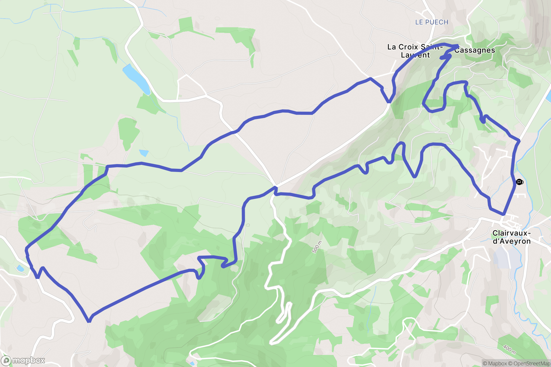 Clairvaux-d'Aveyron : carte du parcours de randonnée - France