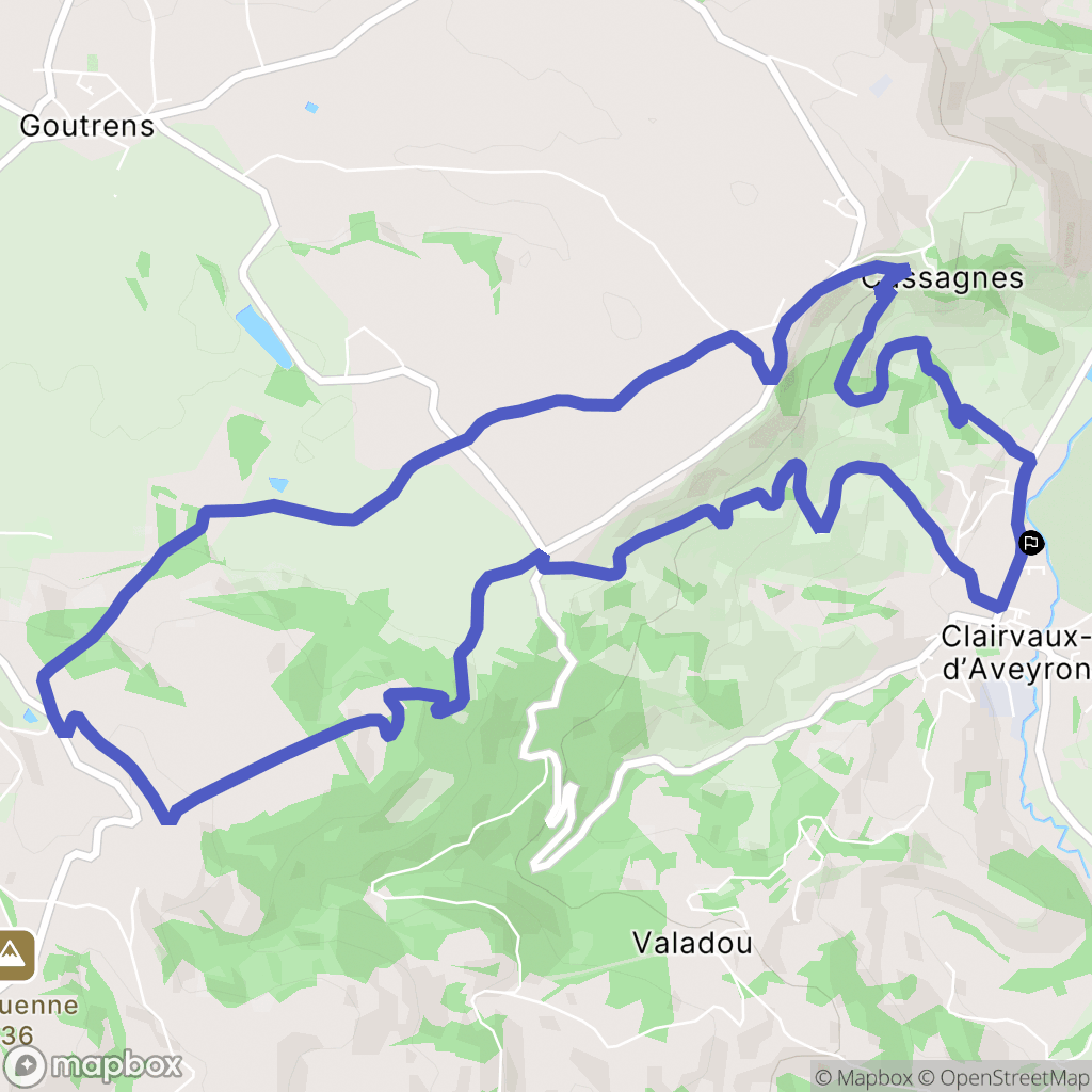 Clairvaux-d'Aveyron : carte du parcours de randonnée - France