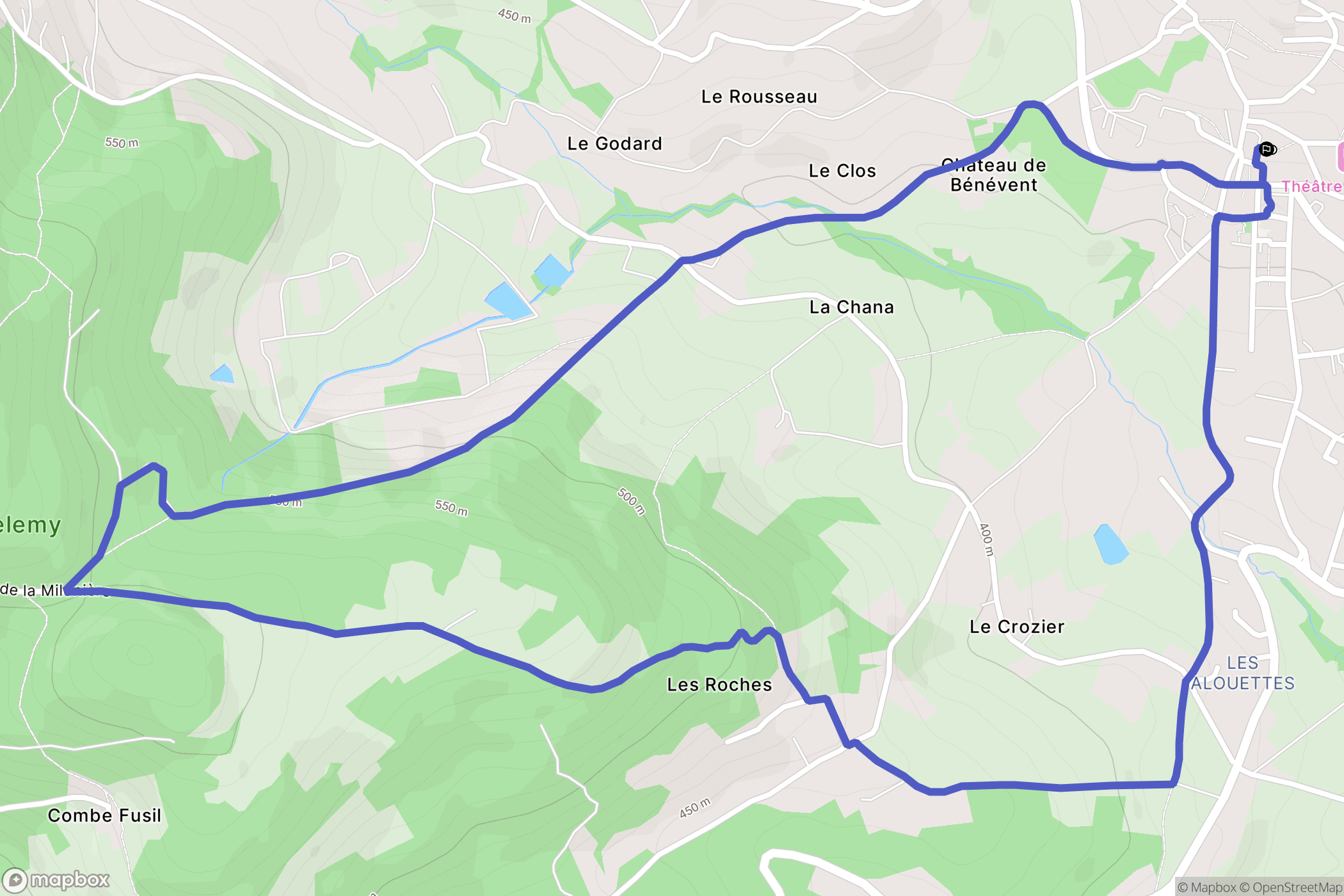 Vaugneray : carte du parcours de randonnée - France