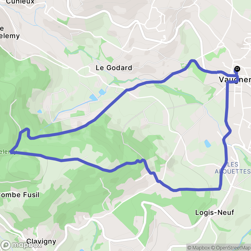 Vaugneray : carte du parcours de randonnée - France
