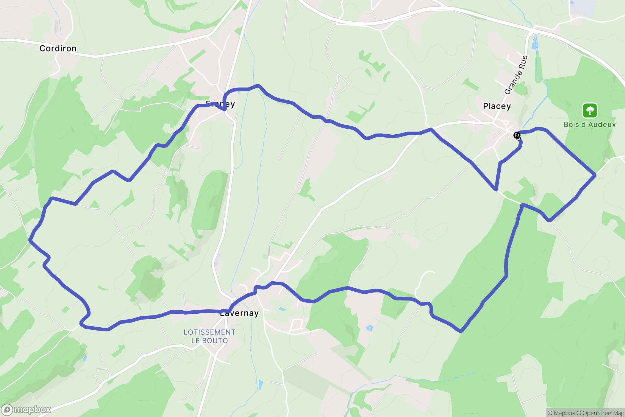 Placey : carte du parcours de randonnée - France