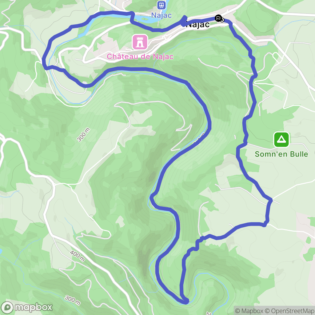Najac : carte du parcours de randonnée - France