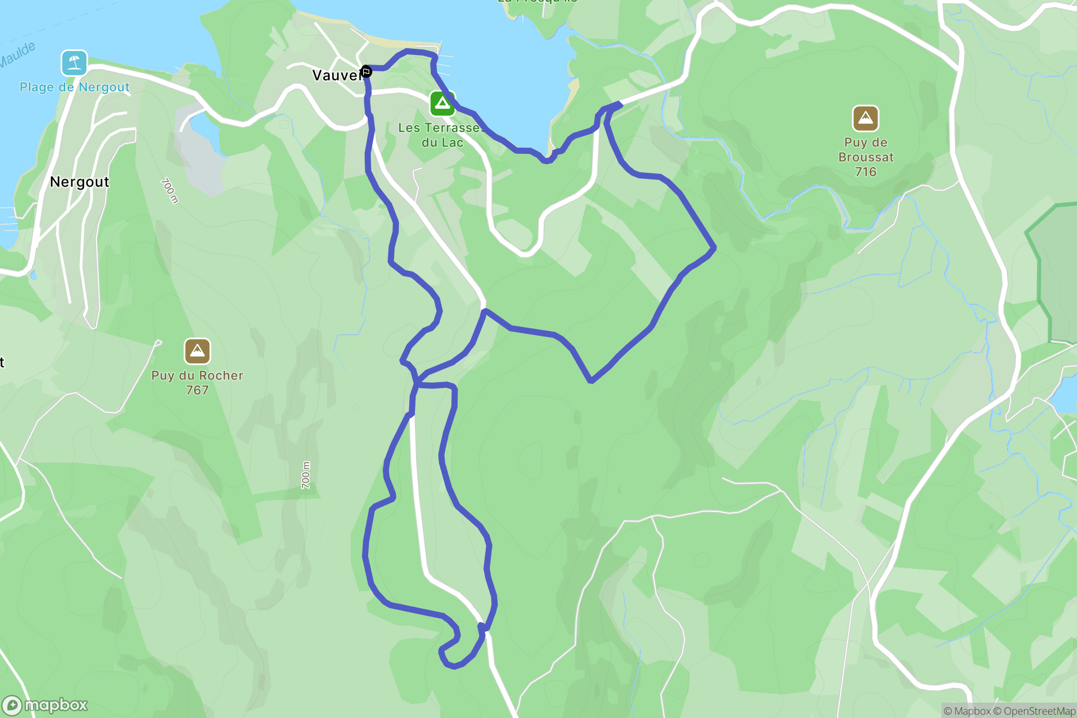 Royère-de-Vassivière : carte du parcours de randonnée - France