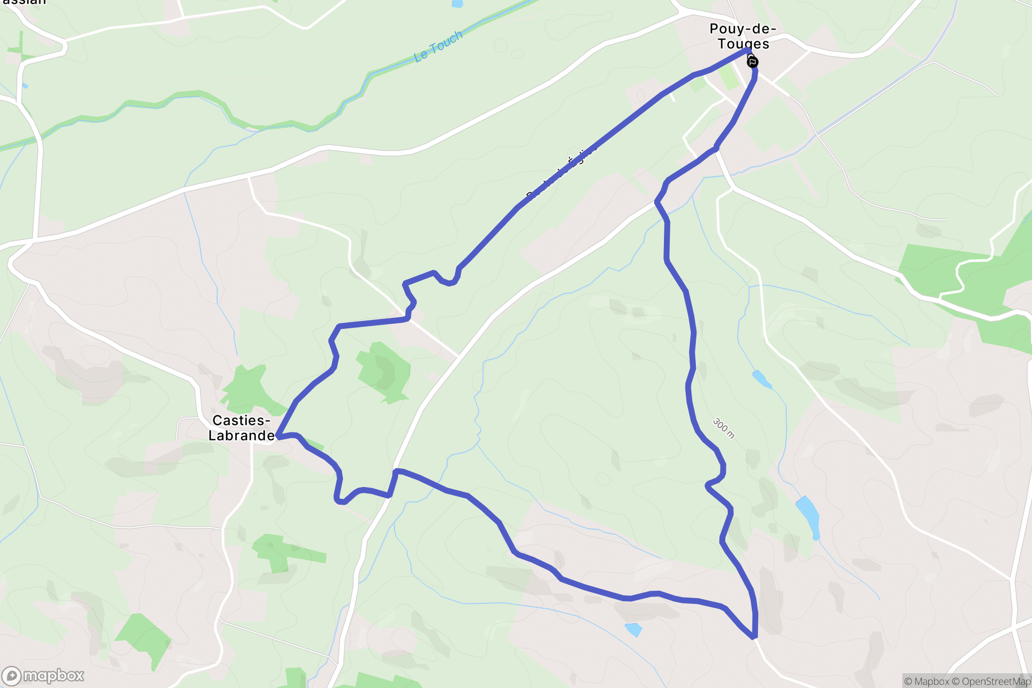 Pouy-de-Touges : carte du parcours de randonnée - France