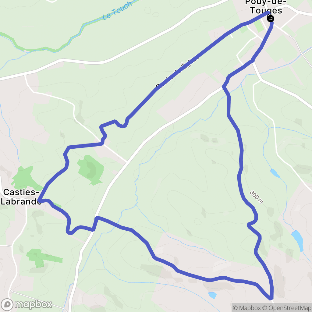 Pouy-de-Touges : carte du parcours de randonnée - France