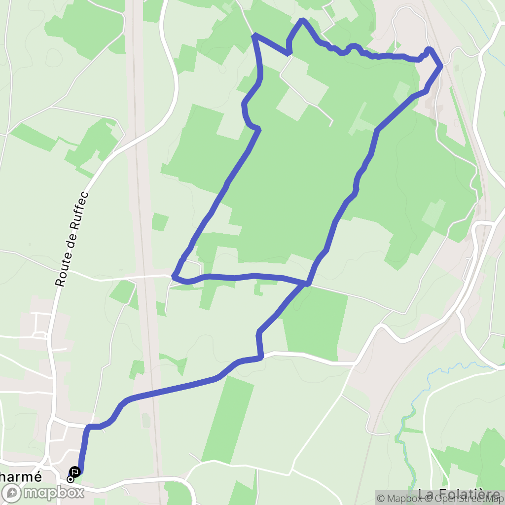 Charme : carte du parcours de randonnée - France