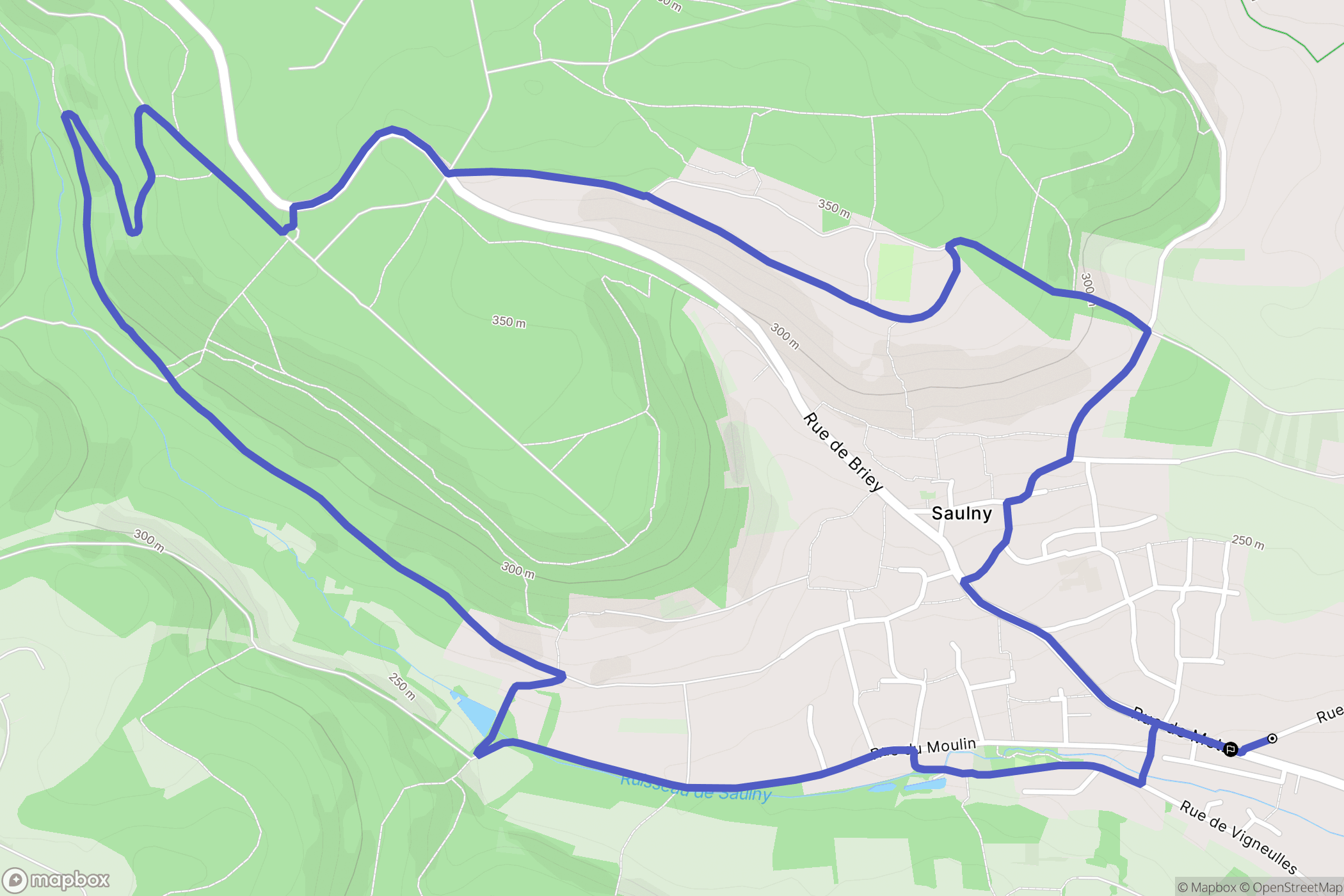 Saulny : carte du parcours de randonnée - France