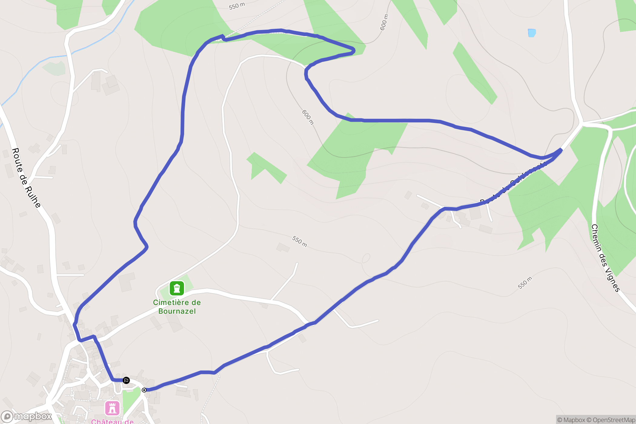 Bournazel : carte du parcours de randonnée - France
