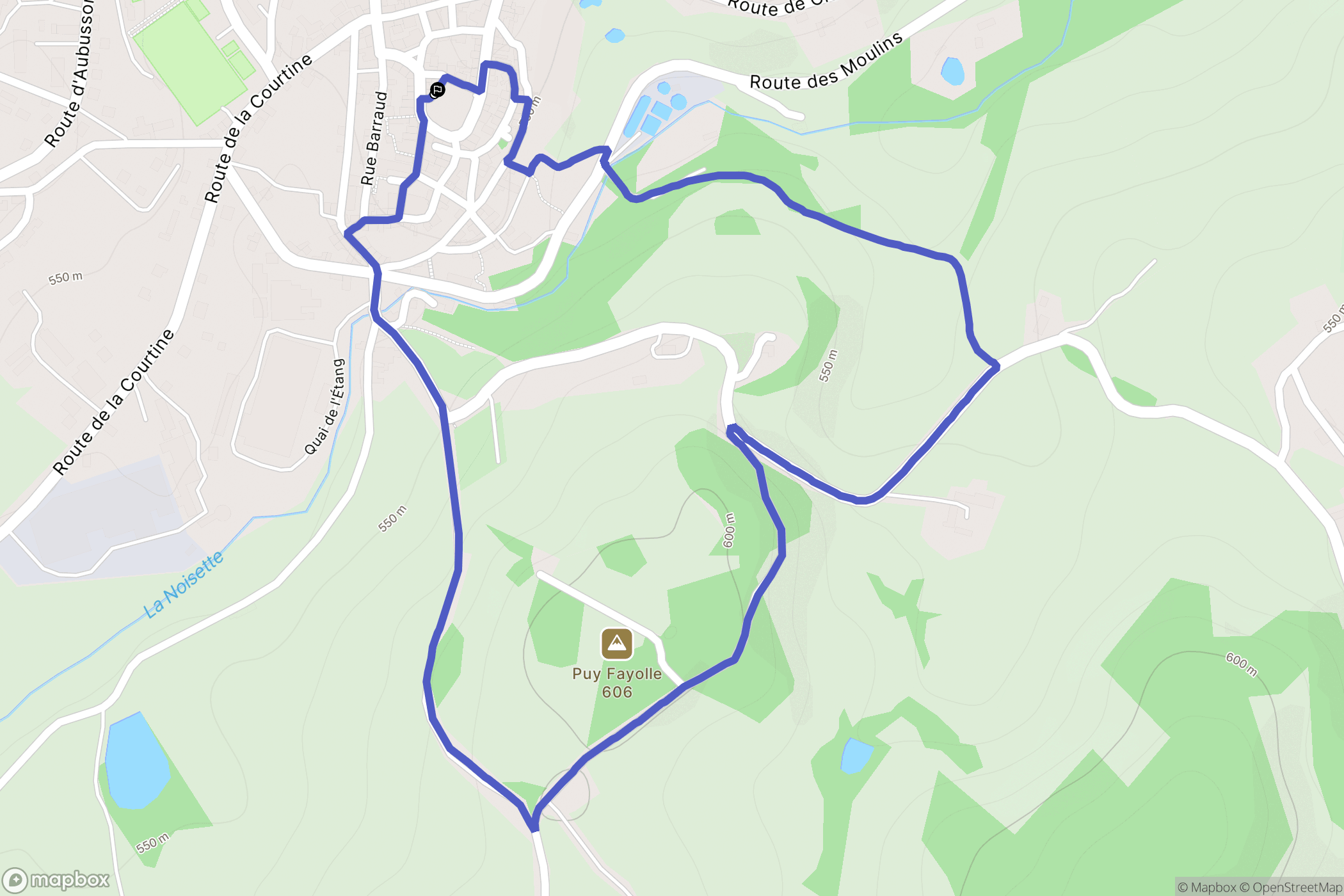 Auzances : carte du parcours de randonnée - France