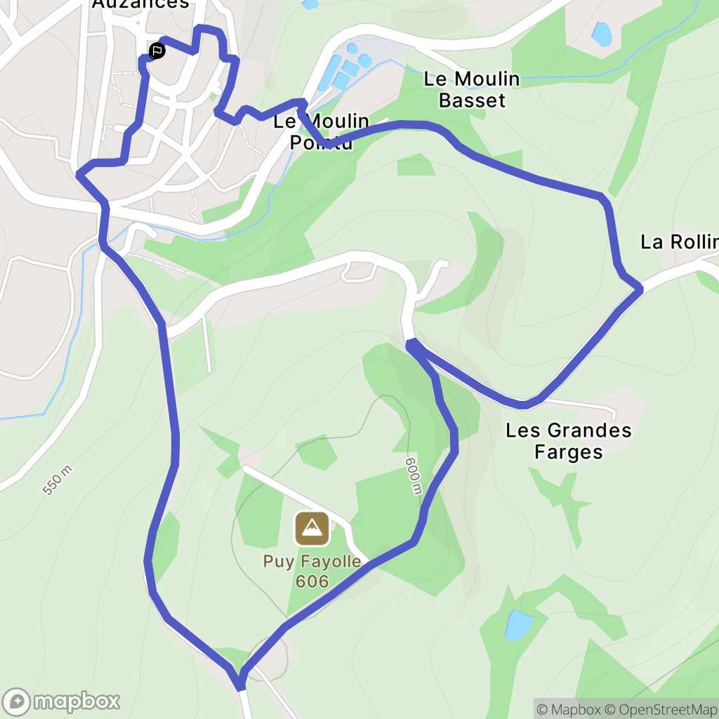 Auzances : carte du parcours de randonnée - France