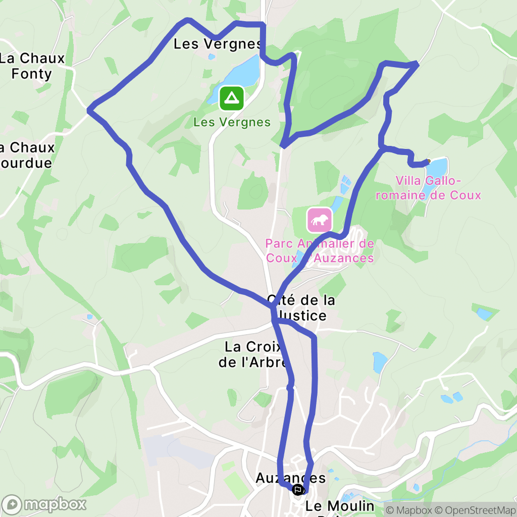 Auzances : carte du parcours de randonnée - France