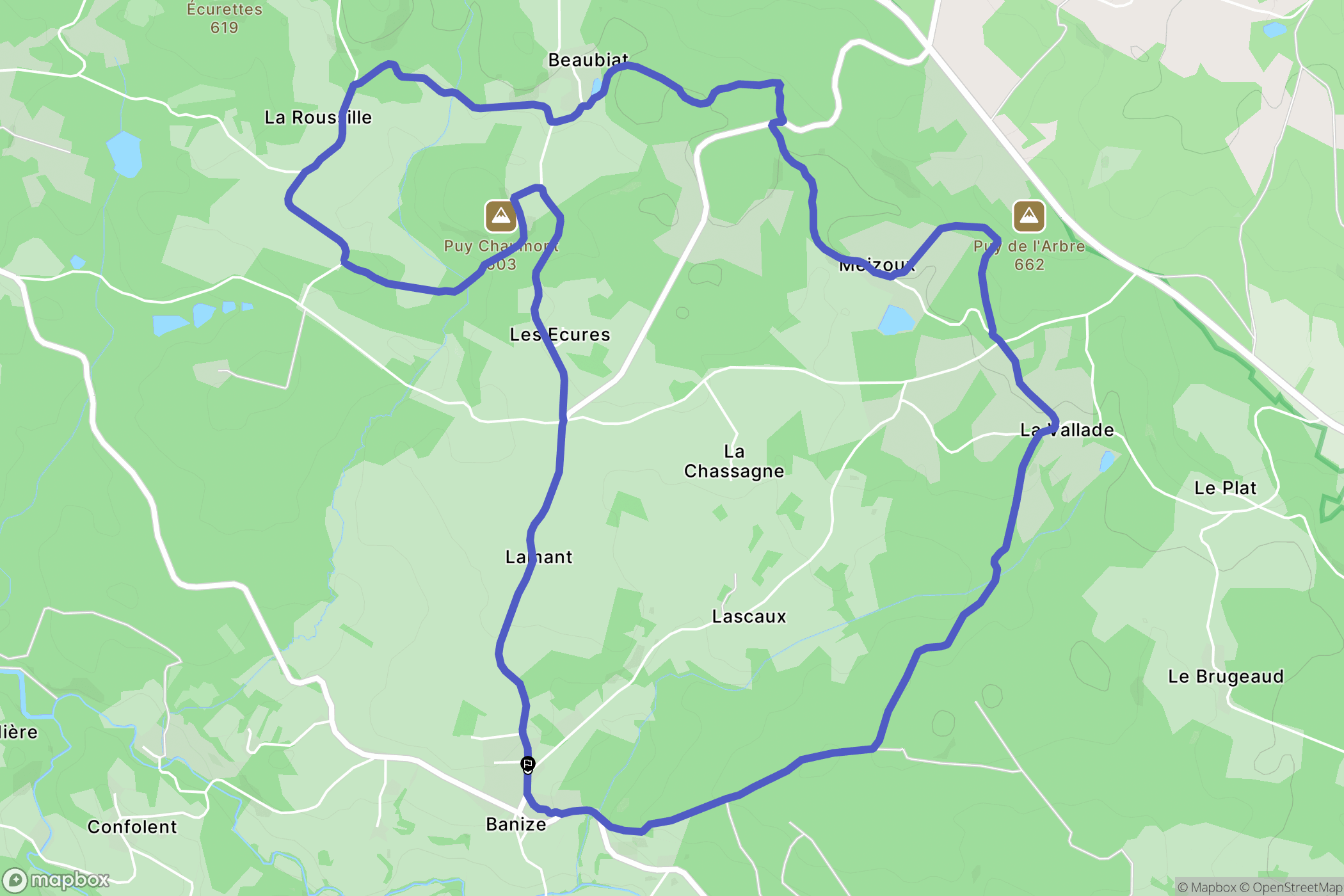 Banize : carte du parcours de randonnée - France