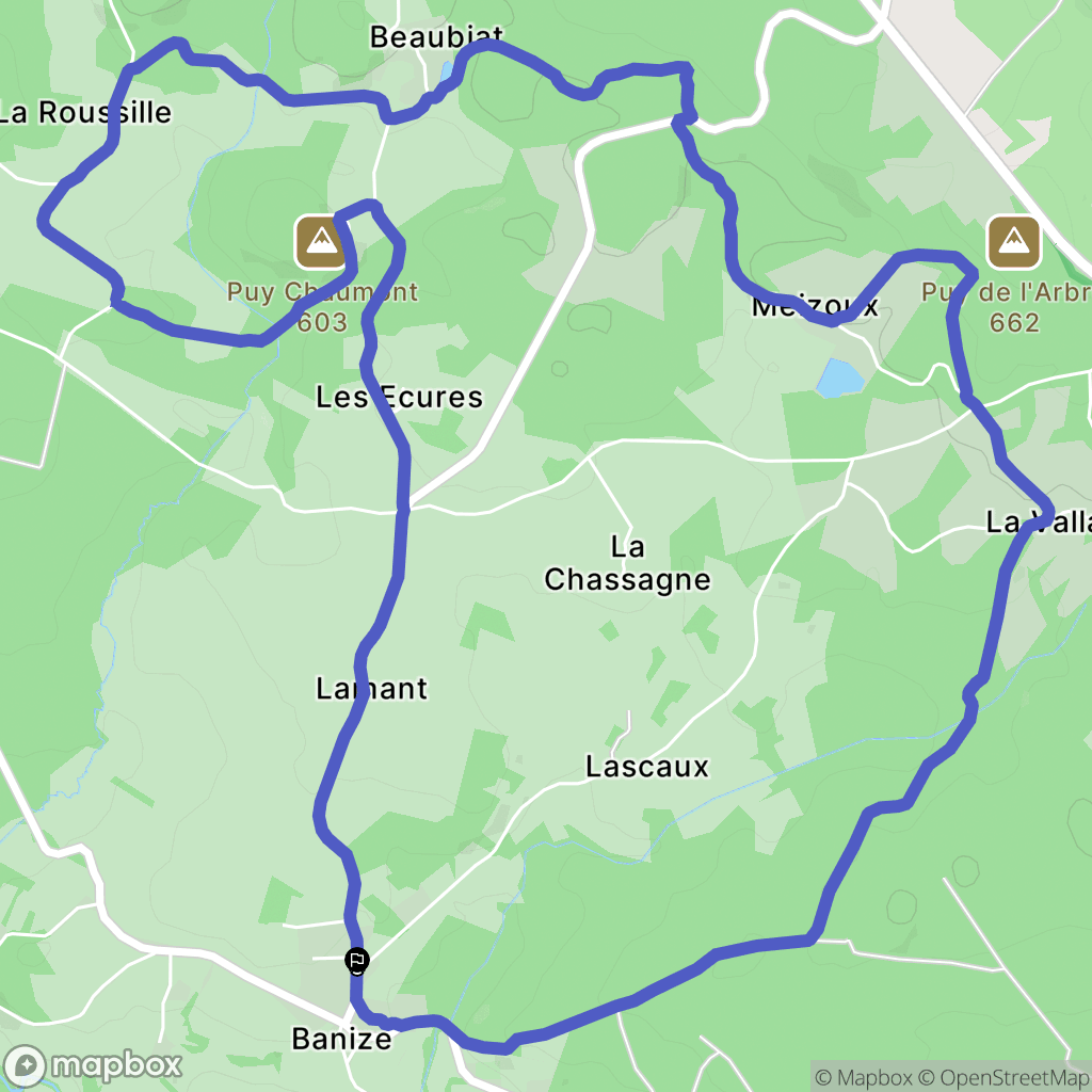 Banize : carte du parcours de randonnée - France