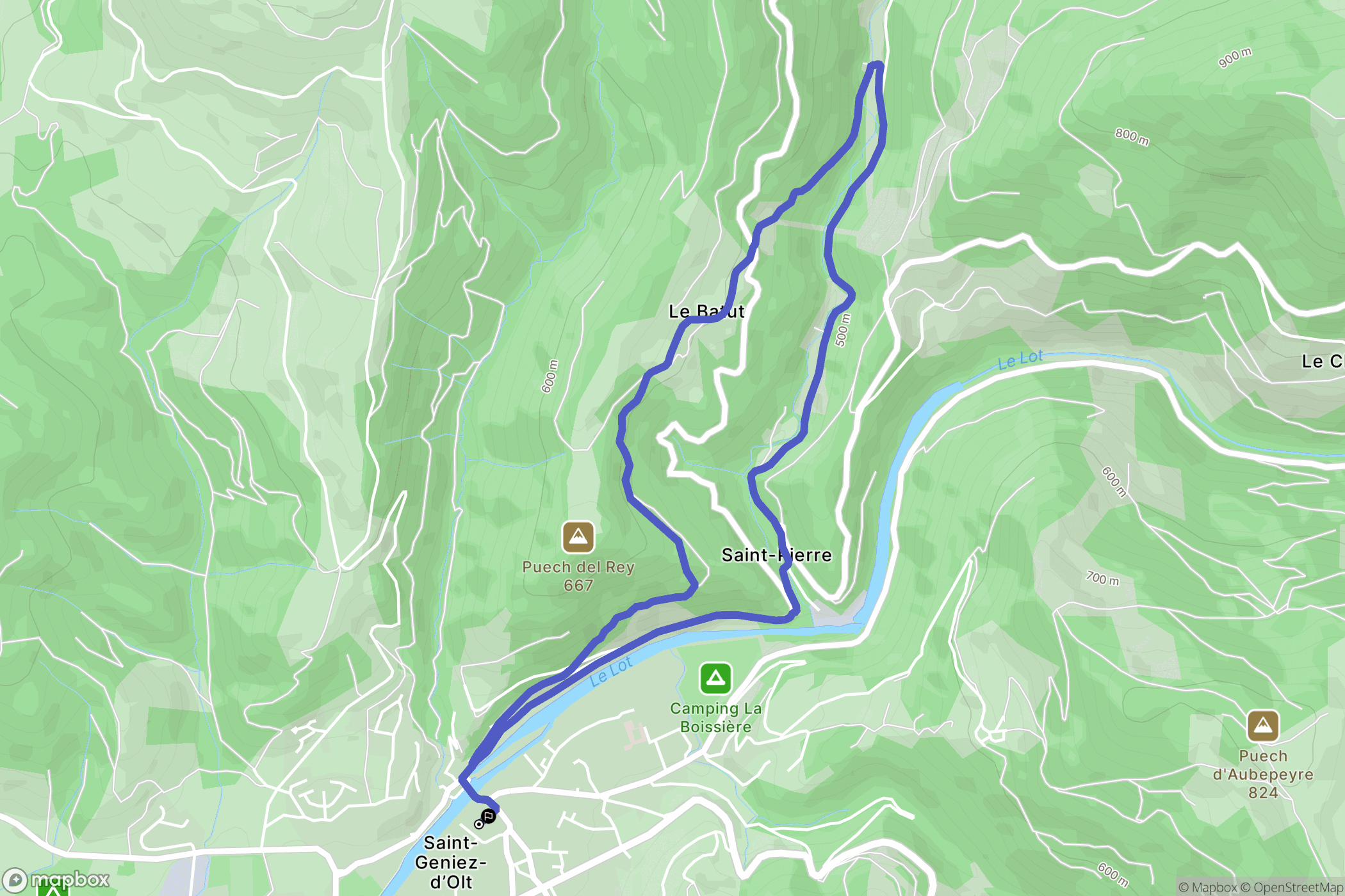 Saint-Geniez-d'Olt-et-d'Aubrac : carte du parcours de randonnée - France