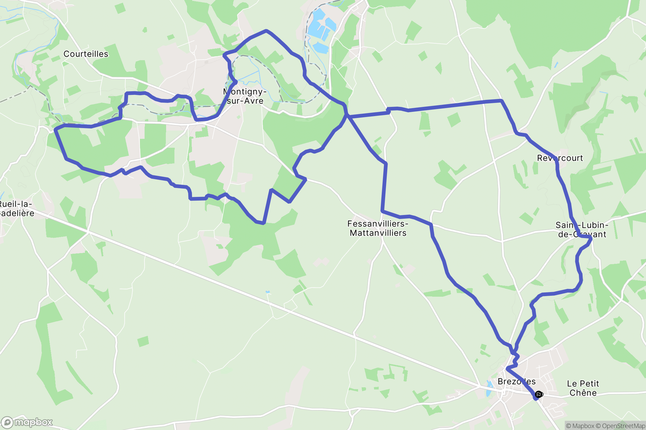 Brezolles : carte du parcours de randonnée - France