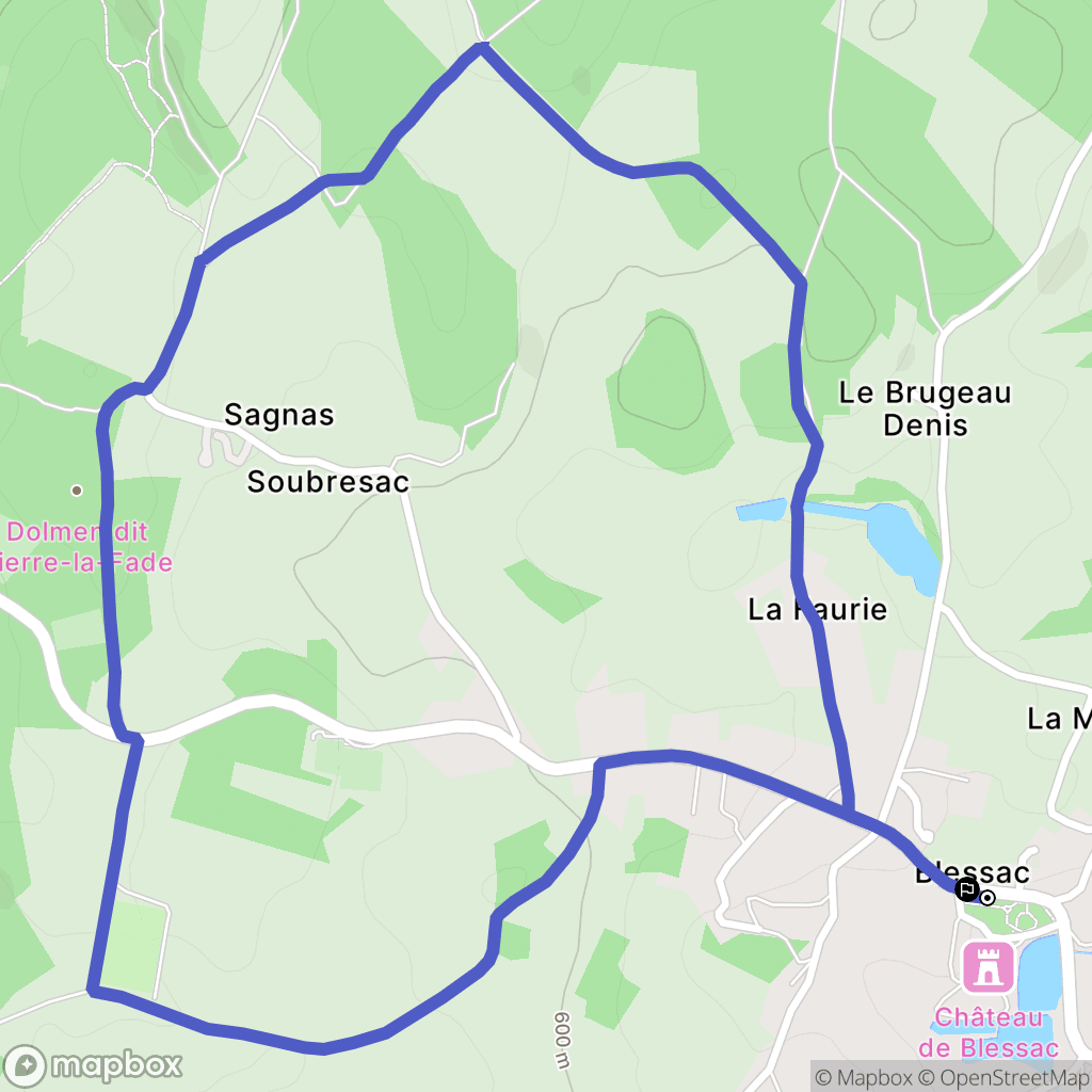 Blessac : carte du parcours de randonnée - France