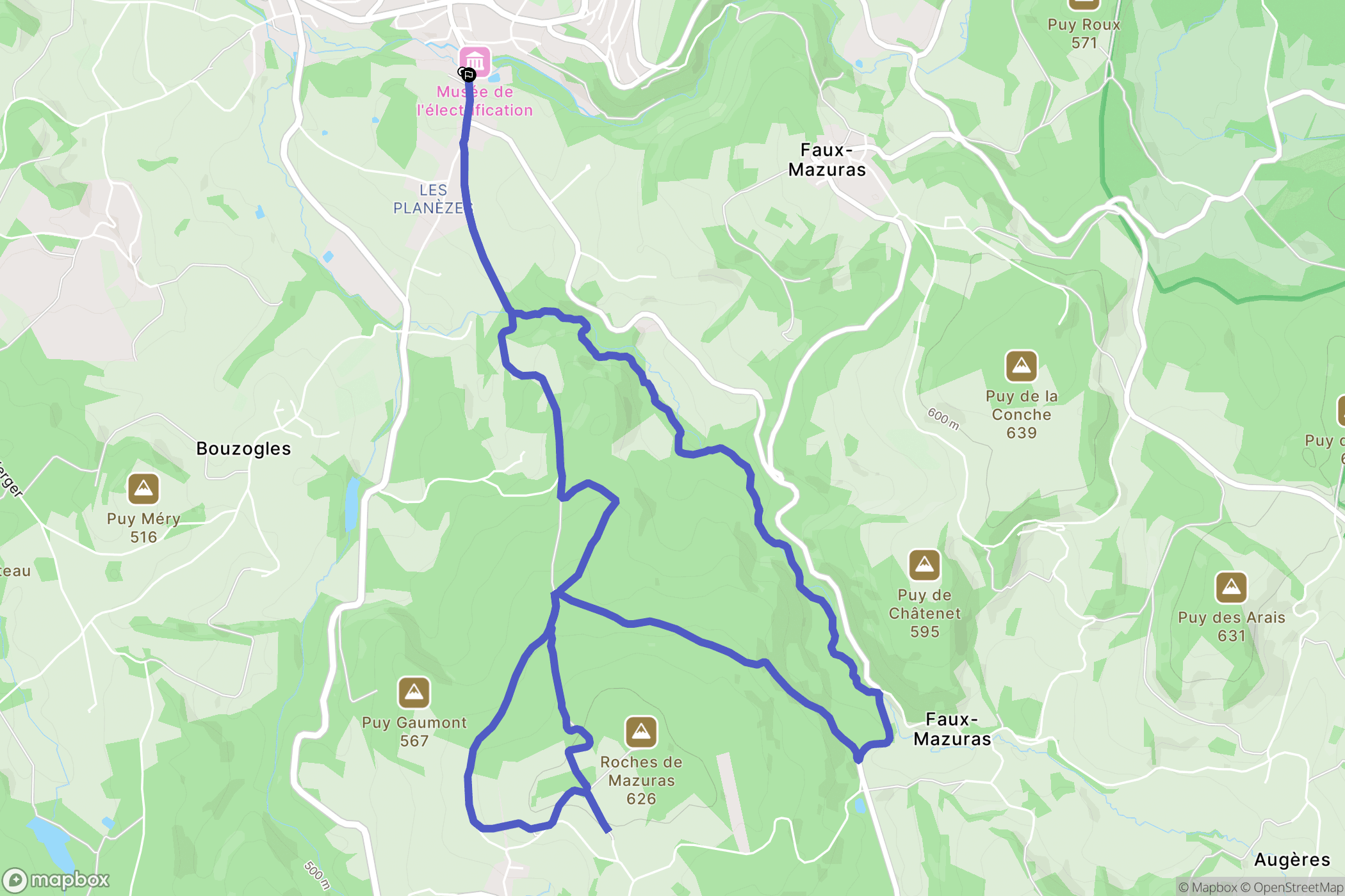 Bourganeuf : carte du parcours de randonnée - France