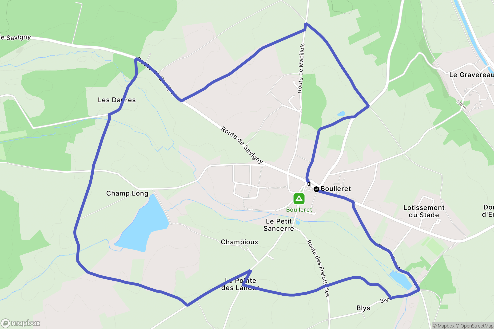 Boulleret : carte du parcours de randonnée - France