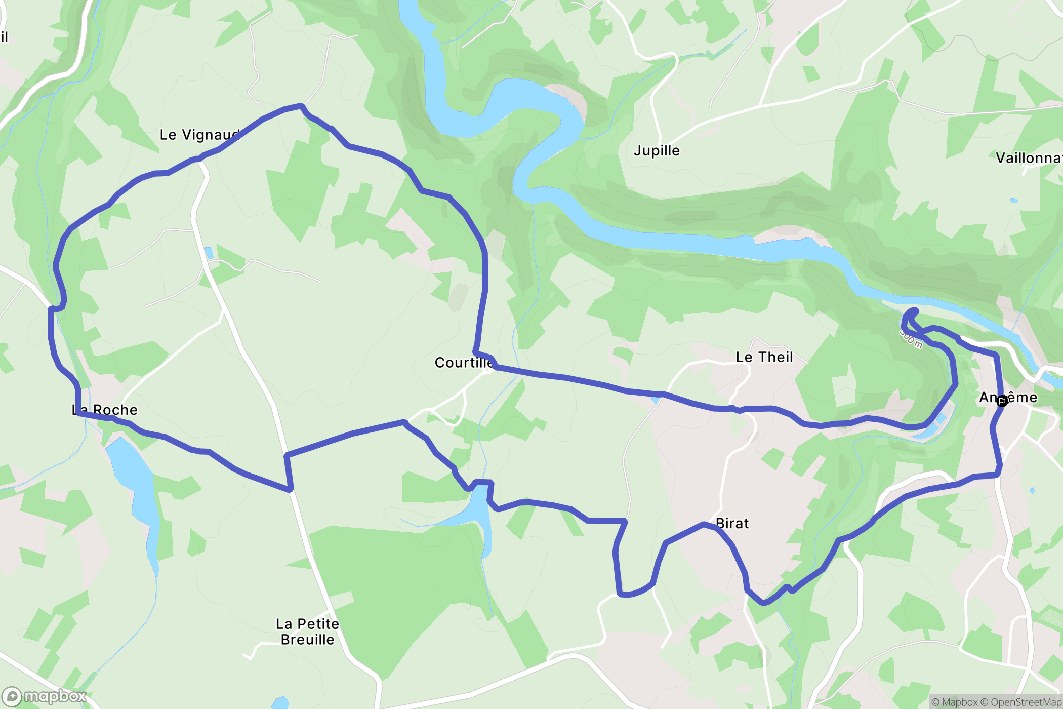 Anzême : carte du parcours de randonnée - France