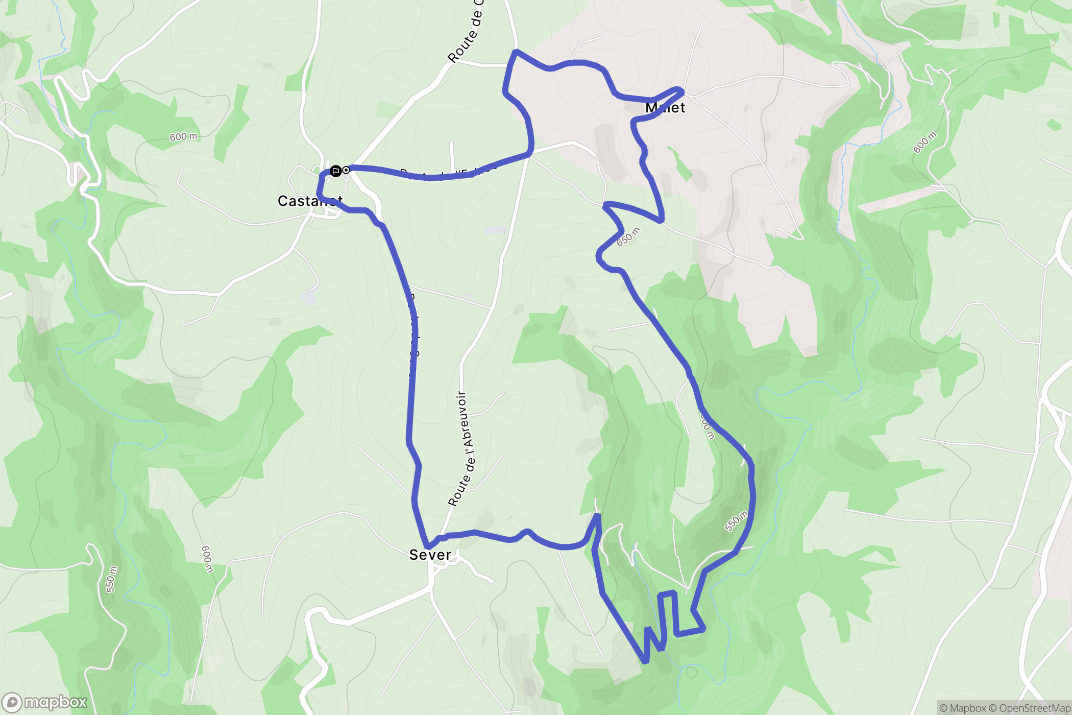 Castanet : carte du parcours de randonnée - France