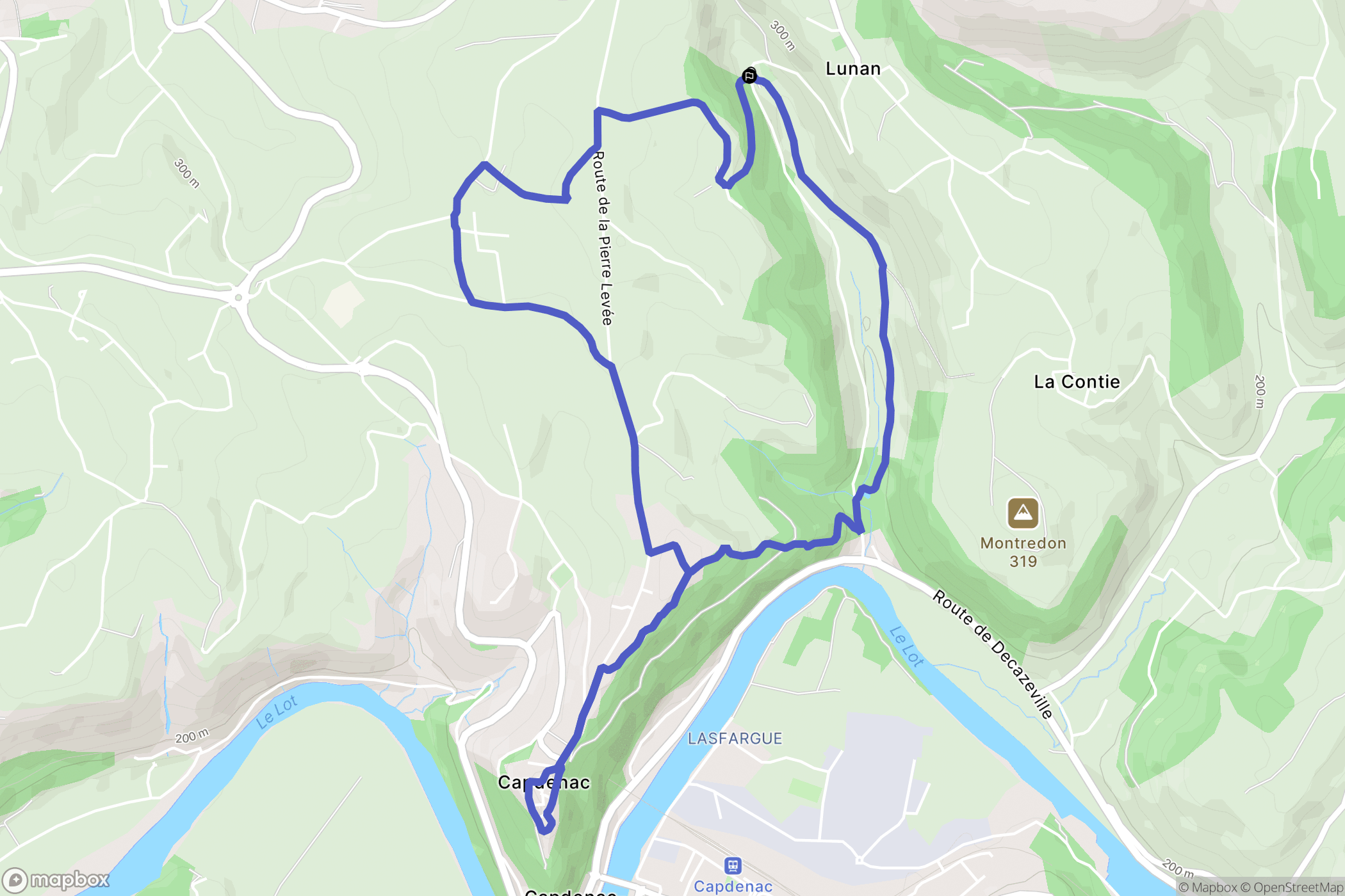 Lunan : carte du parcours de randonnée - France