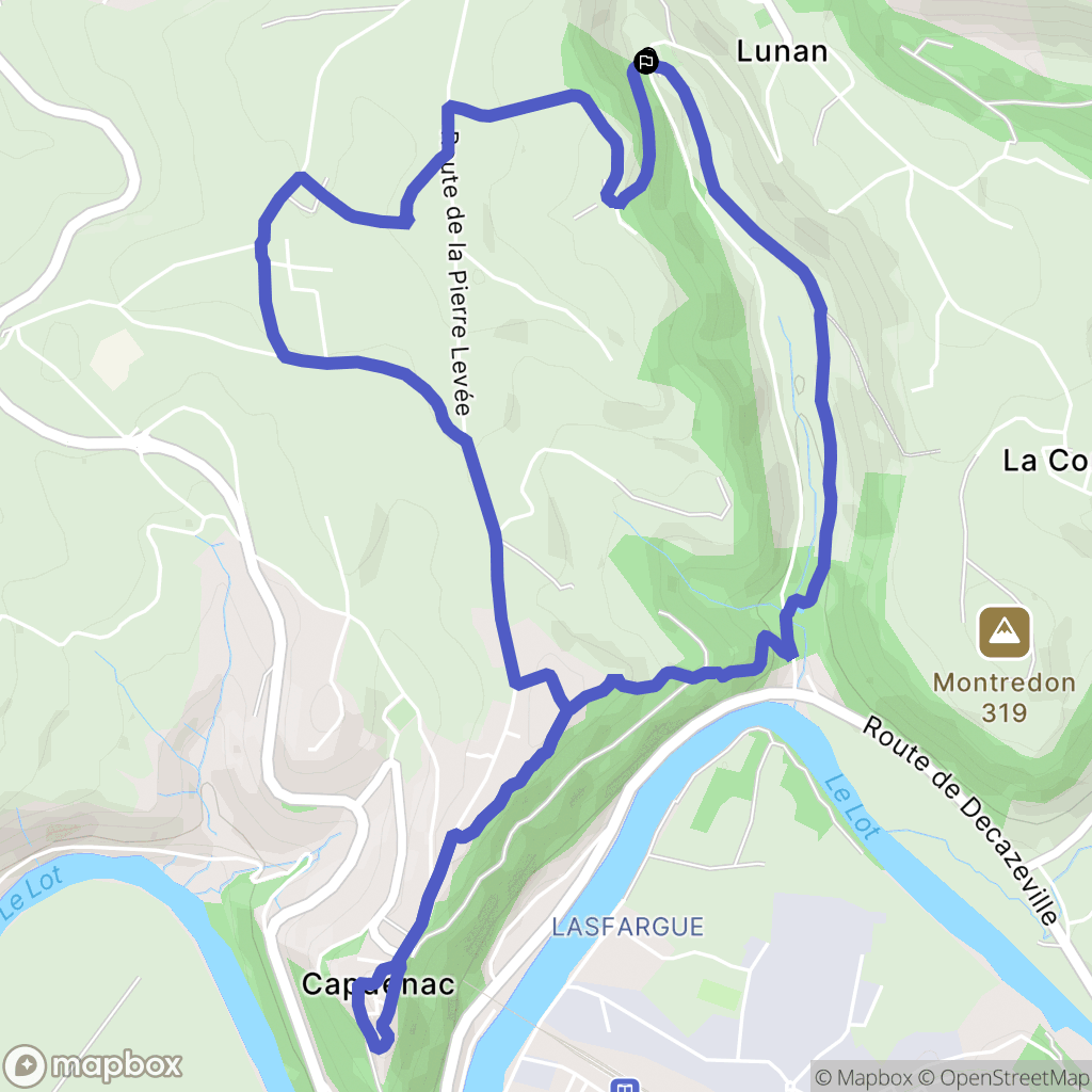 Lunan : carte du parcours de randonnée - France