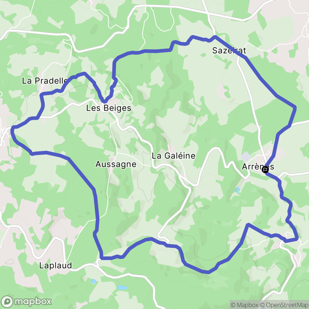 Arrènes : carte du parcours de randonnée - France