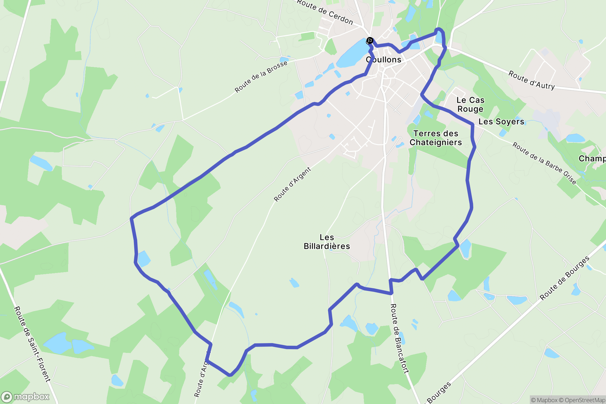 Coullons : carte du parcours de randonnée - France