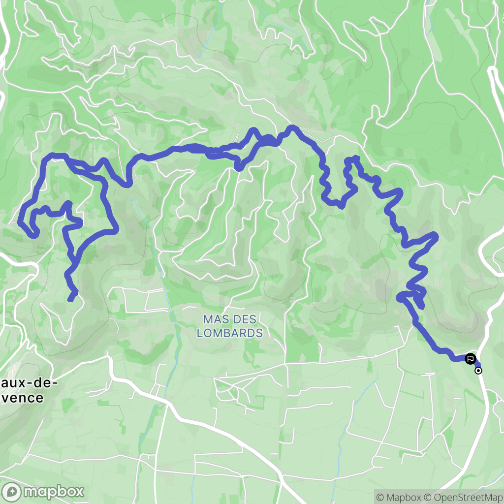 Les Baux-de-Provence : carte du parcours de randonnée - France
