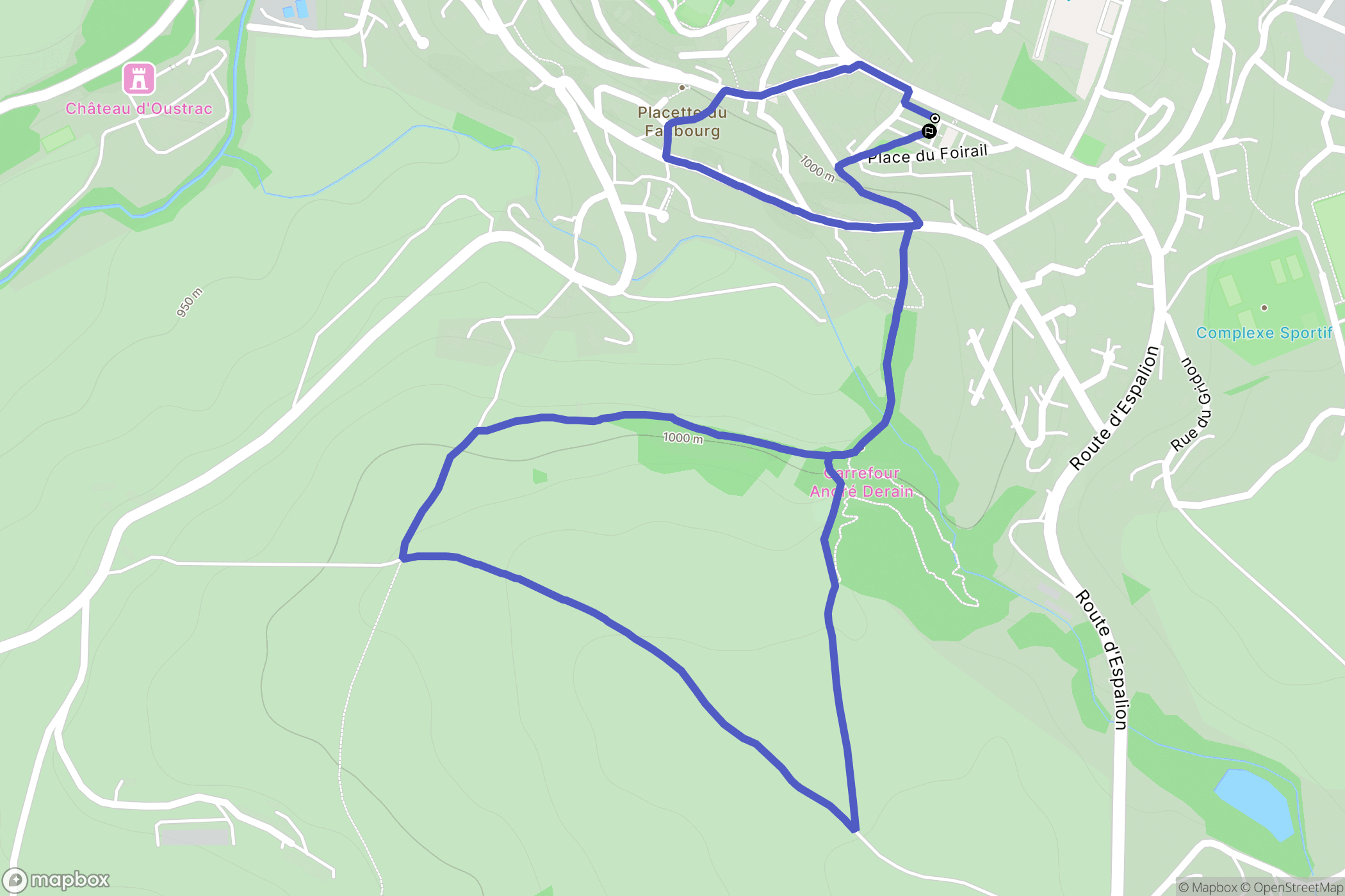 Laguiole : carte du parcours de randonnée - France