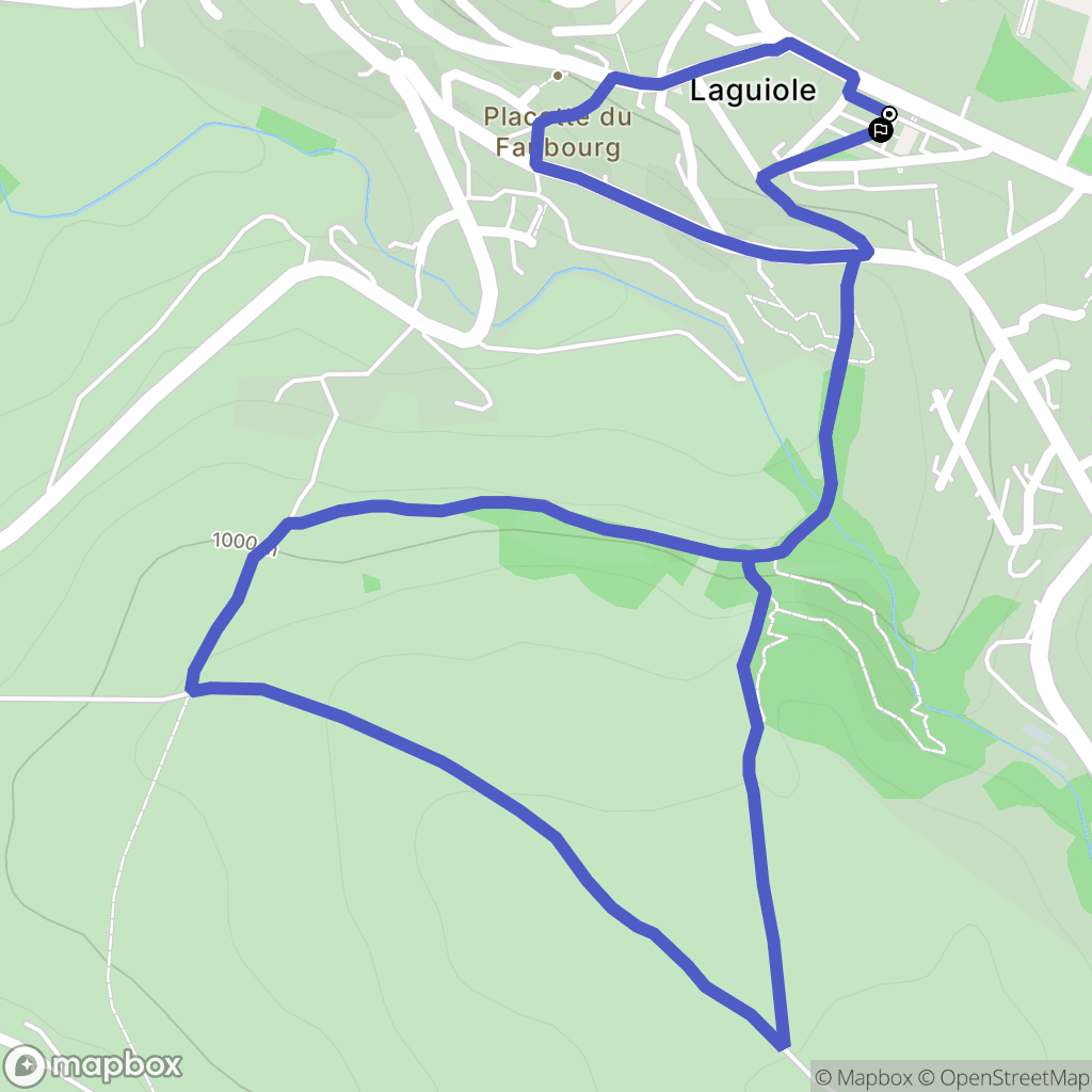 Laguiole : carte du parcours de randonnée - France