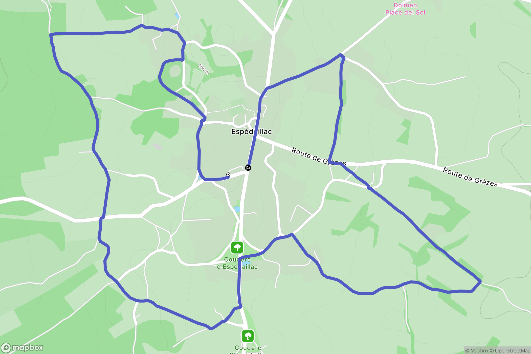 Espédaillac : carte du parcours de randonnée - France