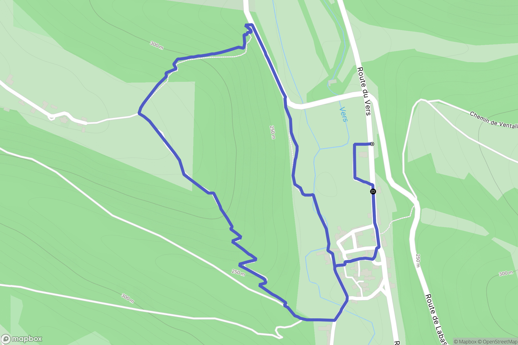 Les Pechs-du-Vers : carte du parcours de randonnée - France