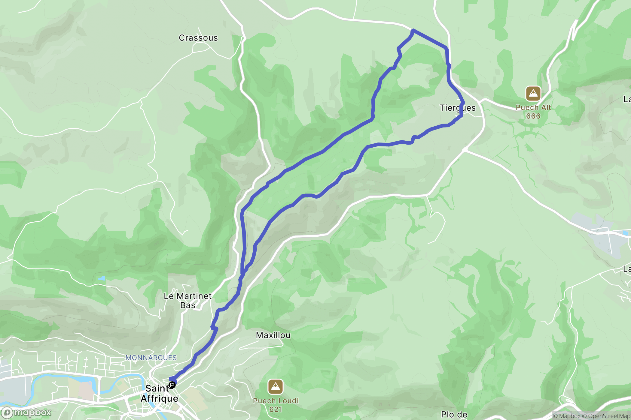 Saint-Affrique : carte du parcours de randonnée - France