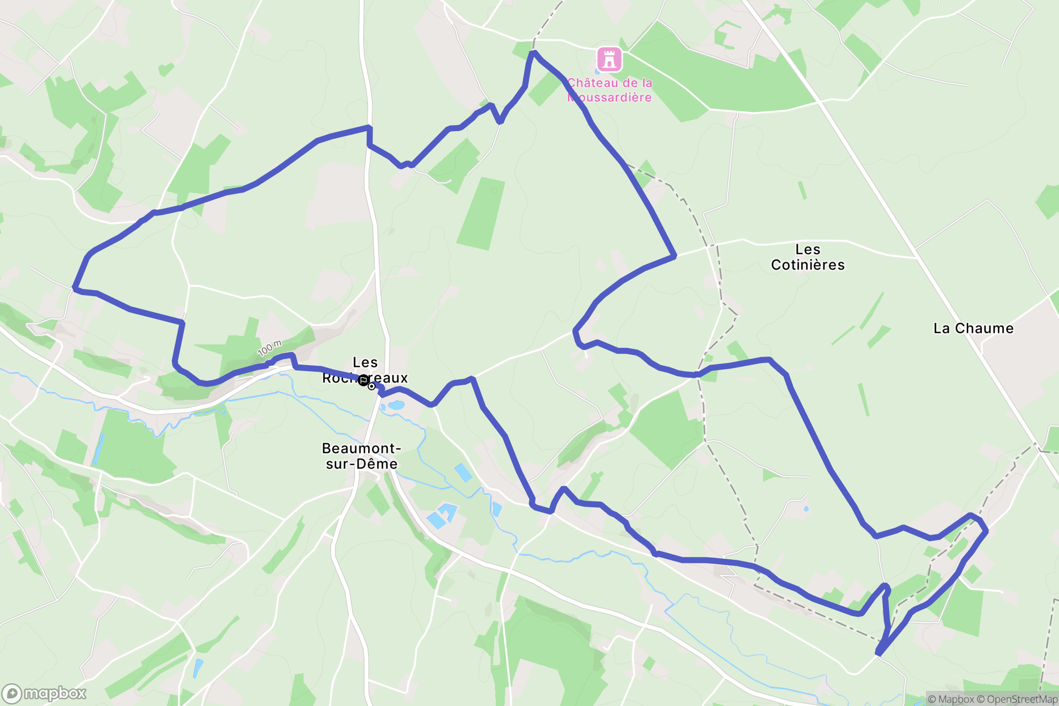 Beaumont-sur-Dême : carte du parcours de randonnée - France