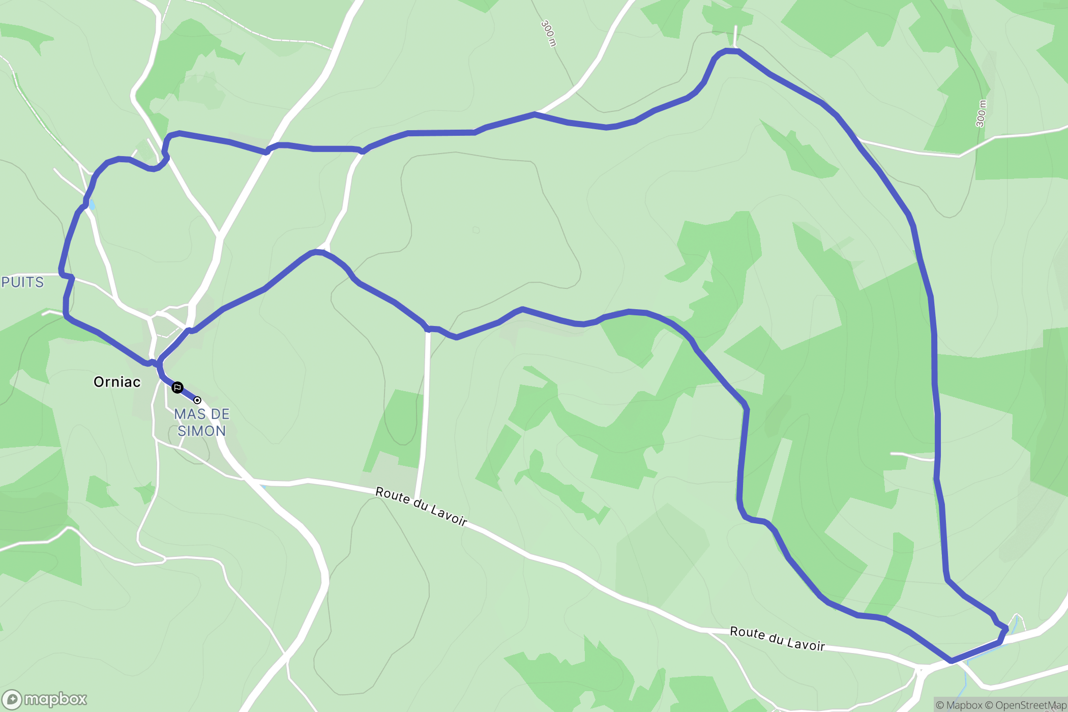 Orniac : carte du parcours de randonnée - France