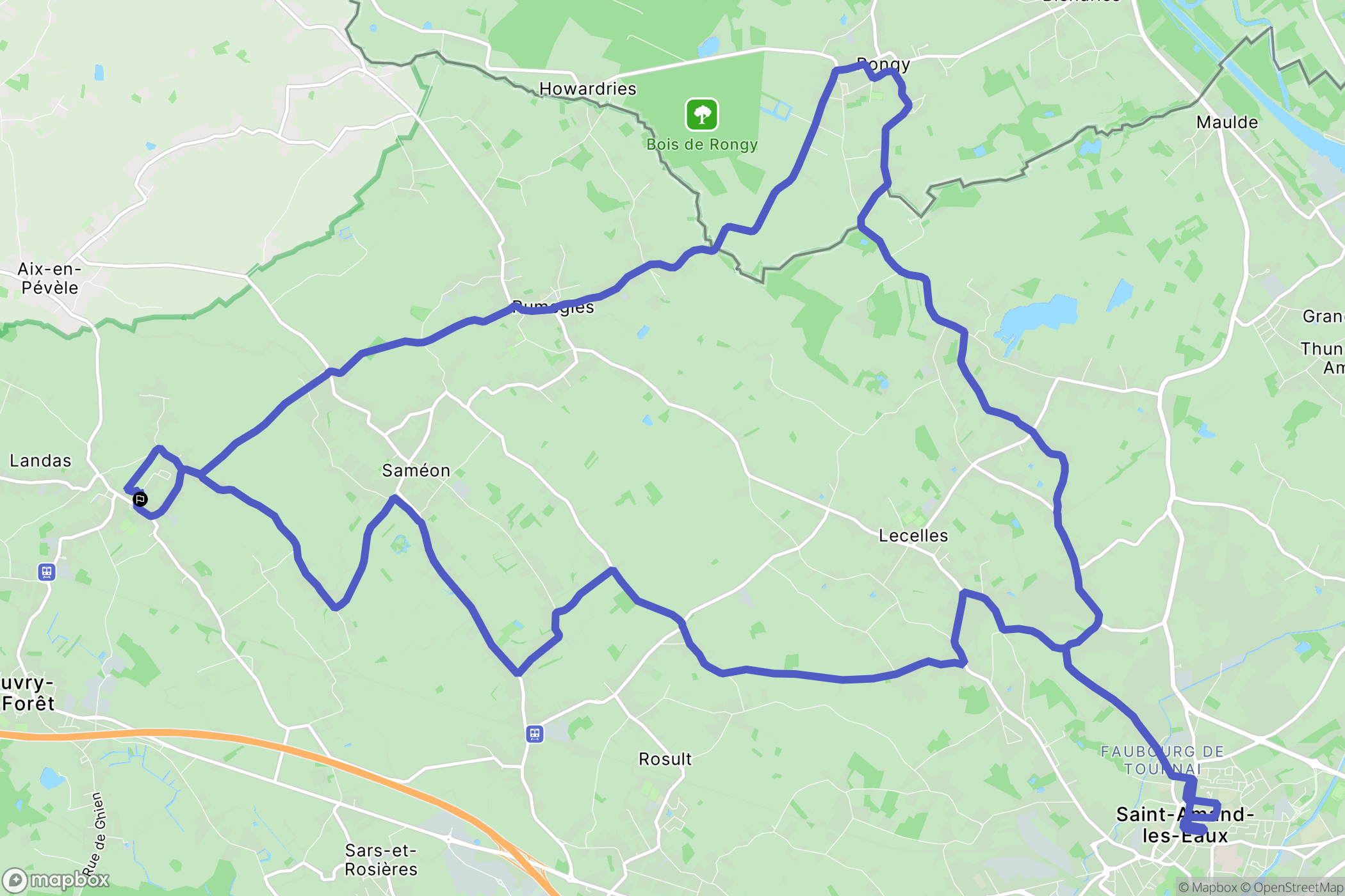 Landas : carte du parcours de randonnée - France