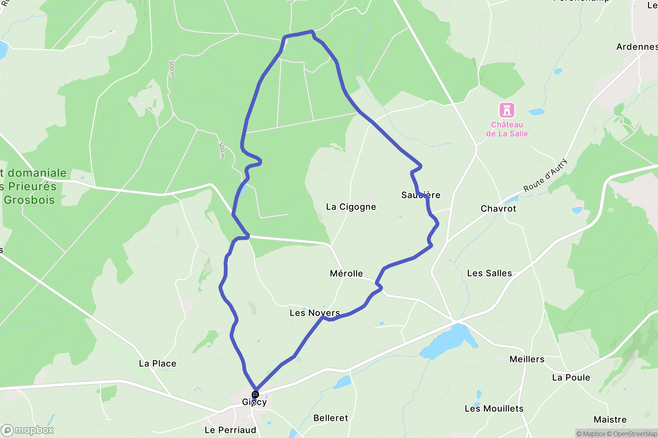 Gipcy : carte du parcours de randonnée - France