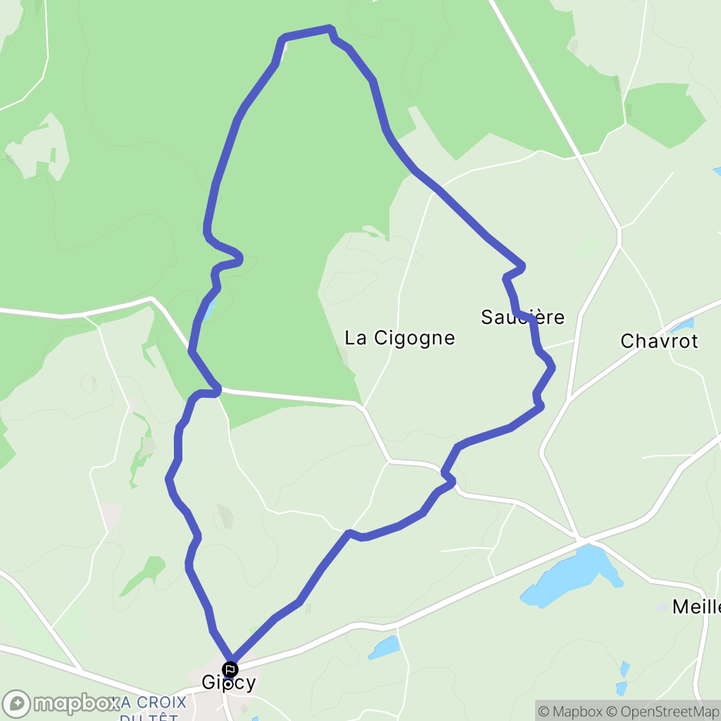 Gipcy : carte du parcours de randonnée - France