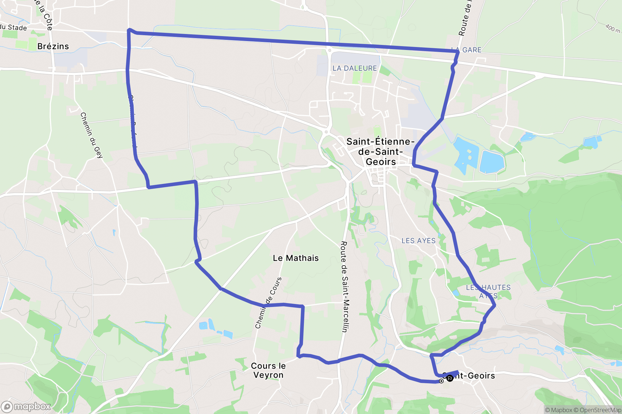 Saint-Geoirs : carte du parcours de randonnée - France