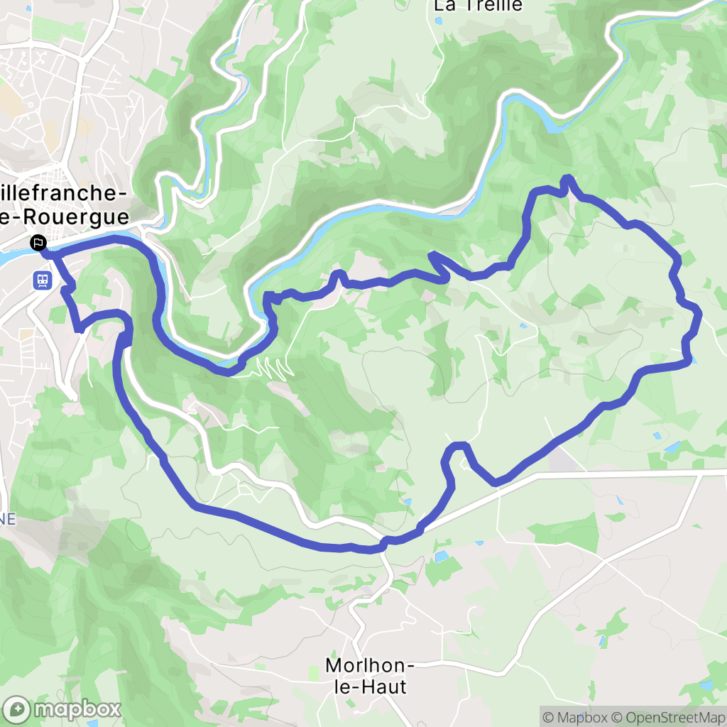 Villefranche-de-Rouergue : carte du parcours de randonnée - France