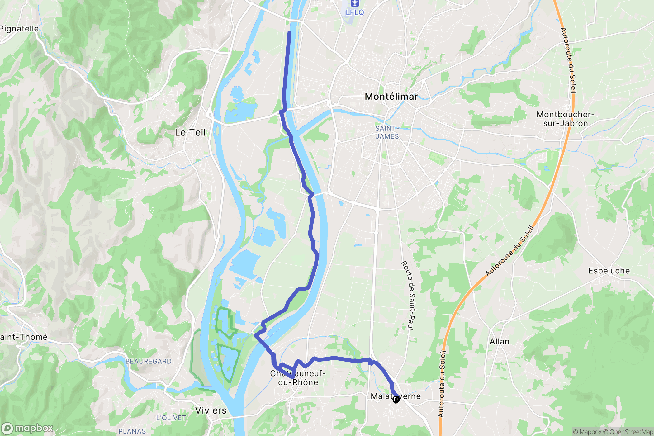 Malataverne : carte du parcours de randonnée - France