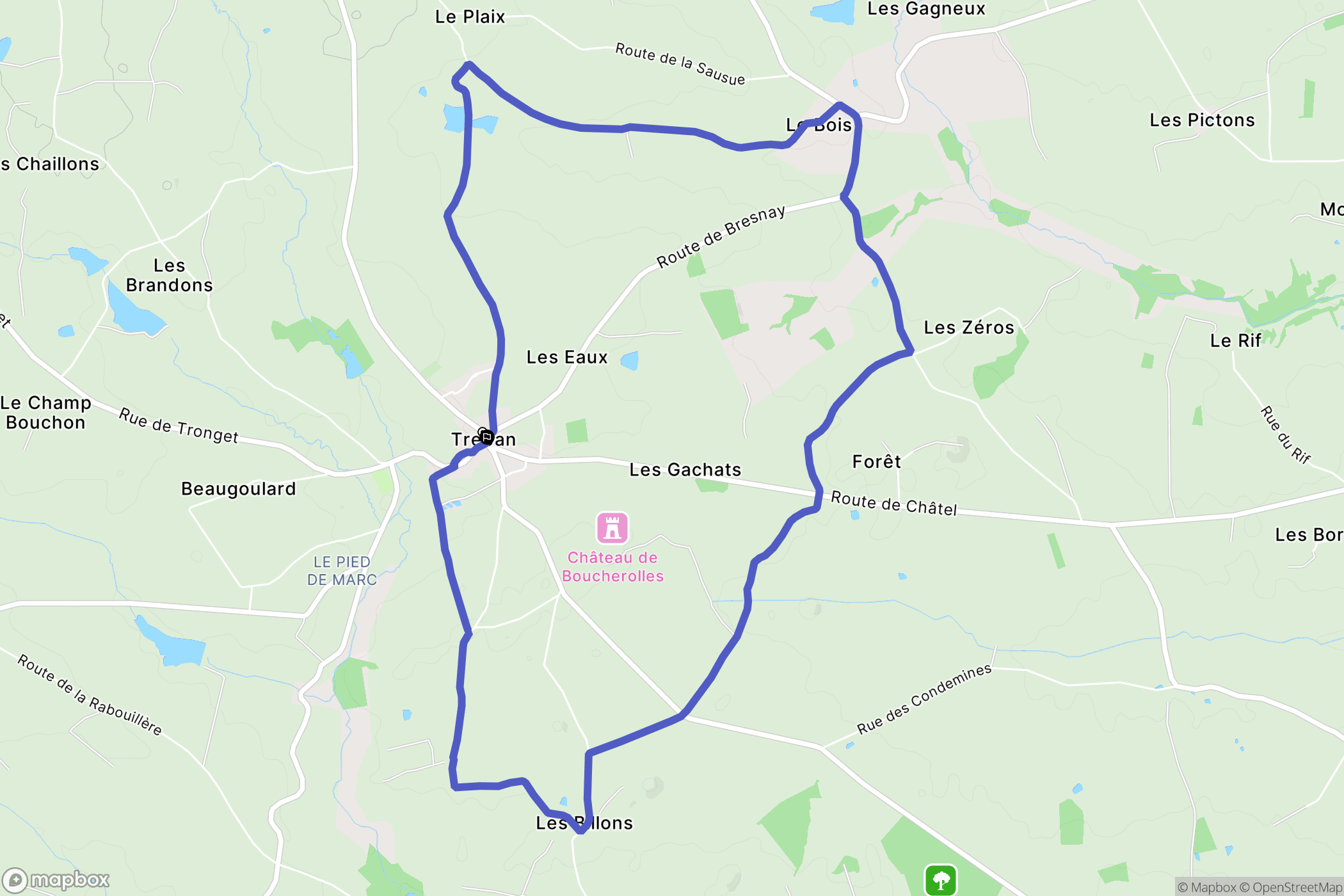 Treban : carte du parcours de randonnée - France