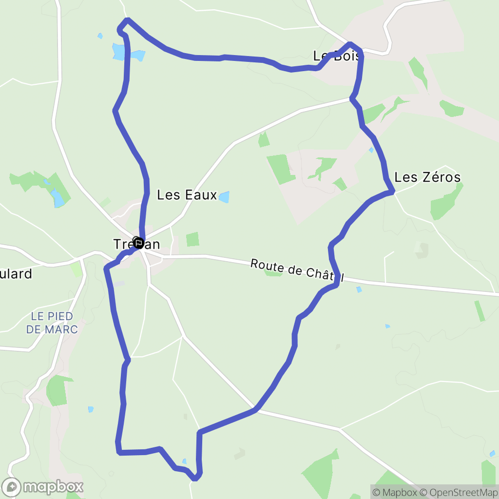 Treban : carte du parcours de randonnée - France